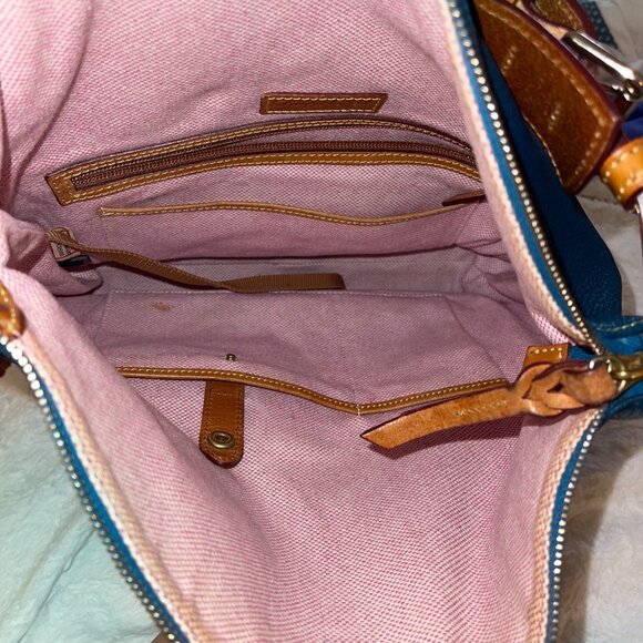Dooney Burke Womens Shoulder Bag Blue Dillen Pocket Sac Purse Classic - Picture 9 of 14